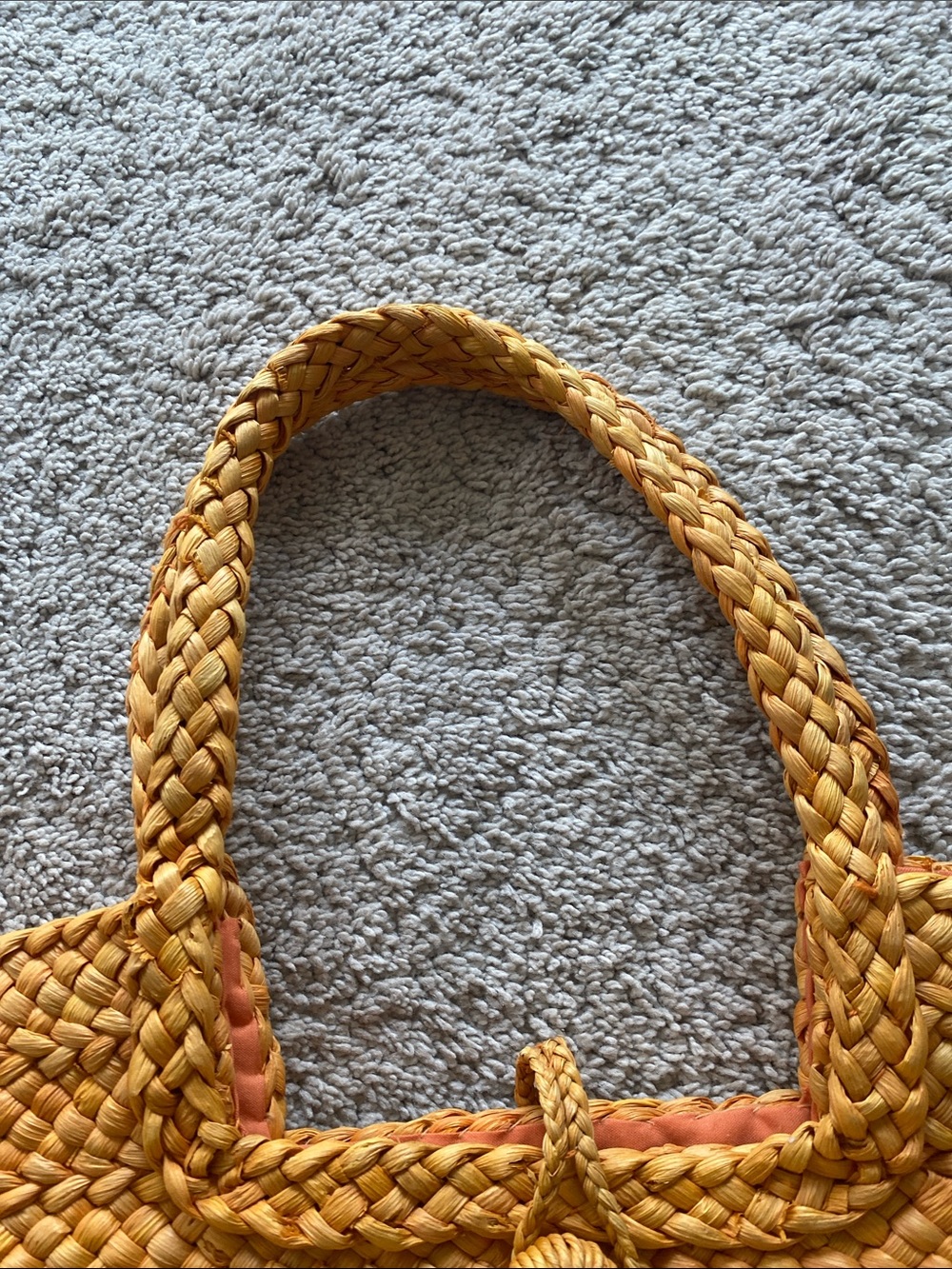 Woven Straw beach Tote Bag in Honey Yellow - Picture 4 of 5